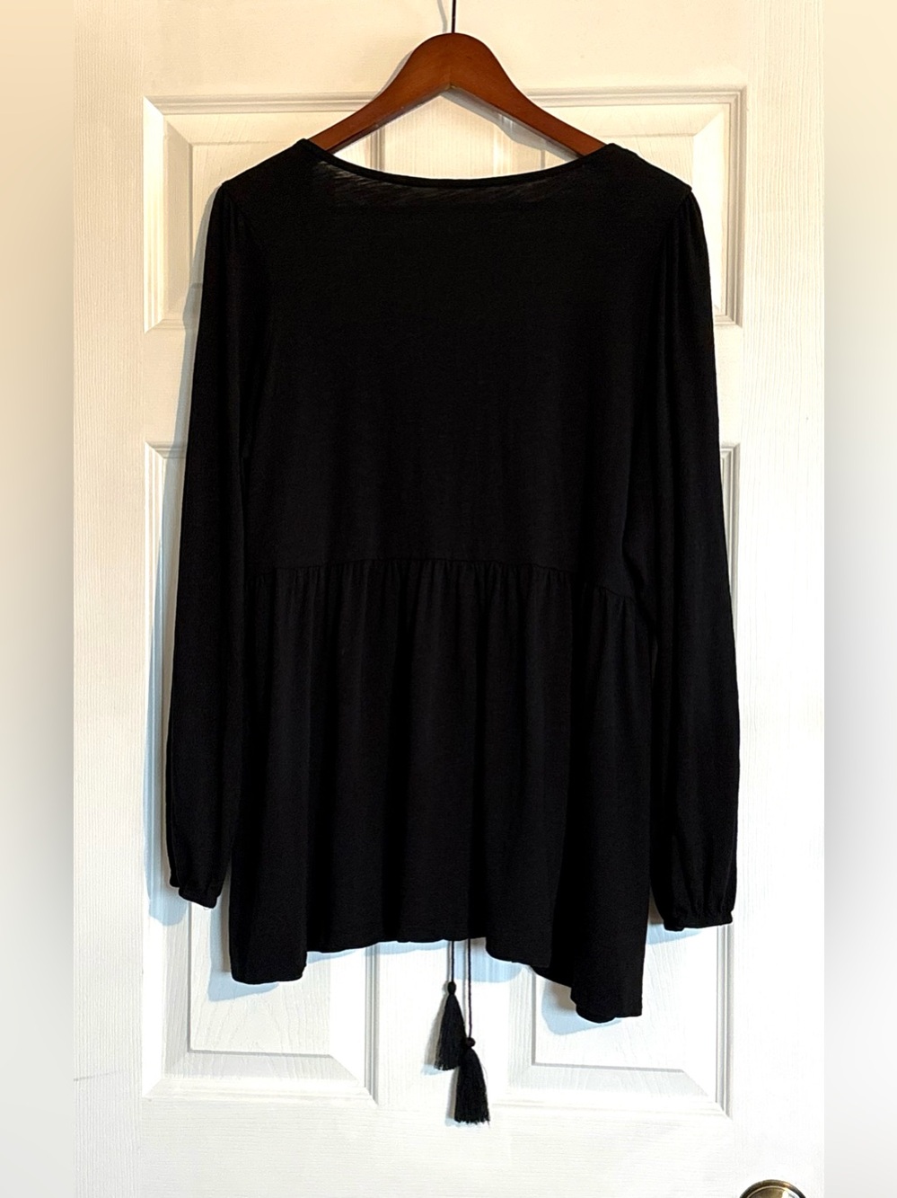 Torrid Black Long Sleeve Peplum Babydoll Boho Top With Lace Details Size 1X - Picture 5 of 12